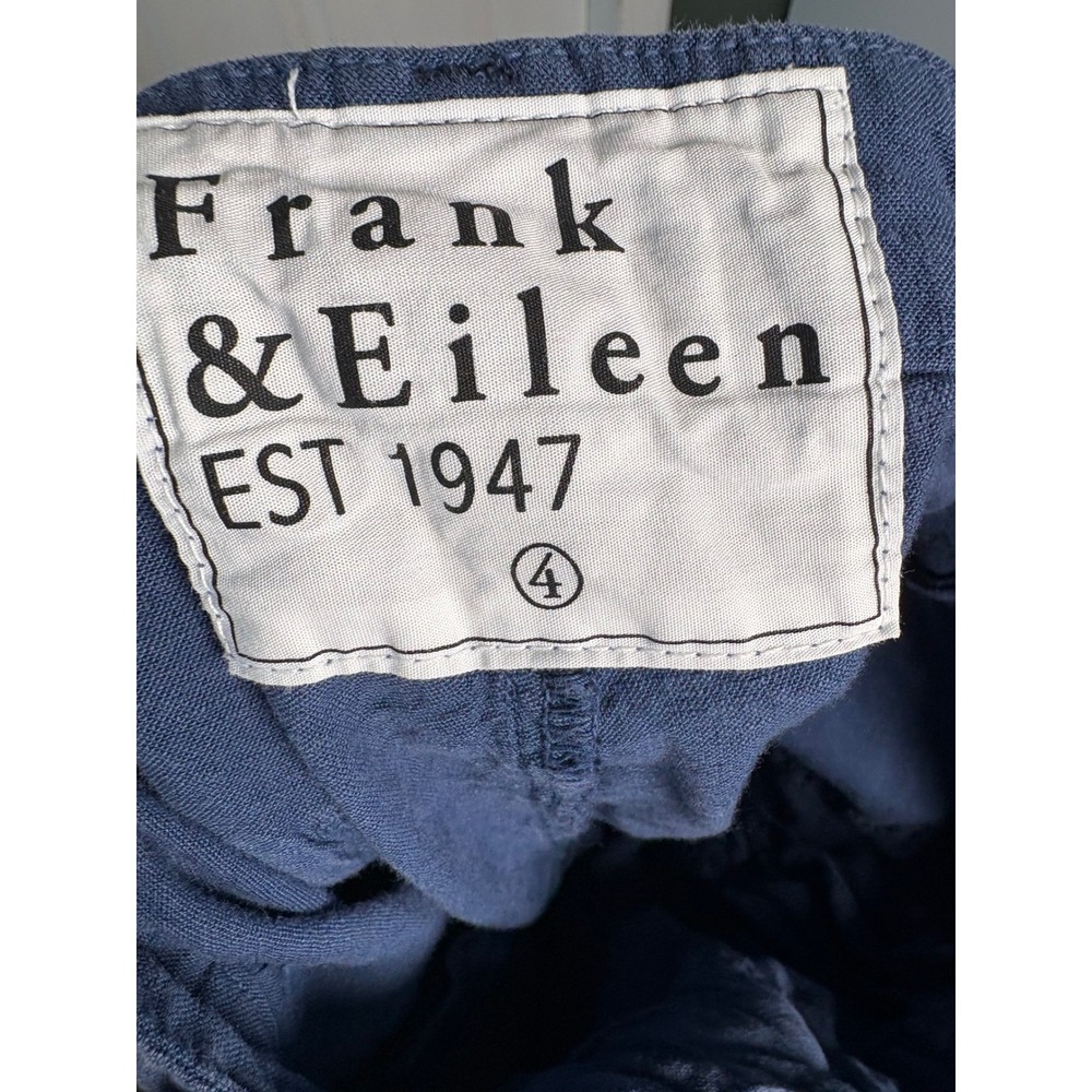 Frank & Eileen Jameson Navy Blue Cotton Flax Jogger Pants Size 4 - Picture 4 of 5